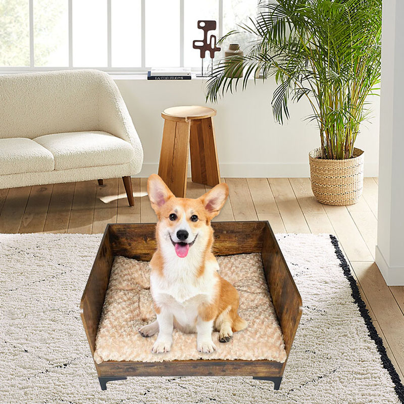 Nowoczesne łóżko dla psa w drewnie wewnętrznym z ramą Nowoczesne łóżko dla psa w drewnie wewnętrznym z ramą
