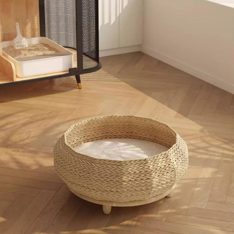 Ręcznie robione naturalne gniazdo papieru kraft tkane łóżko dla psów Ręcznie robione naturalne gniazdo papieru kraft tkane łóżko dla psów