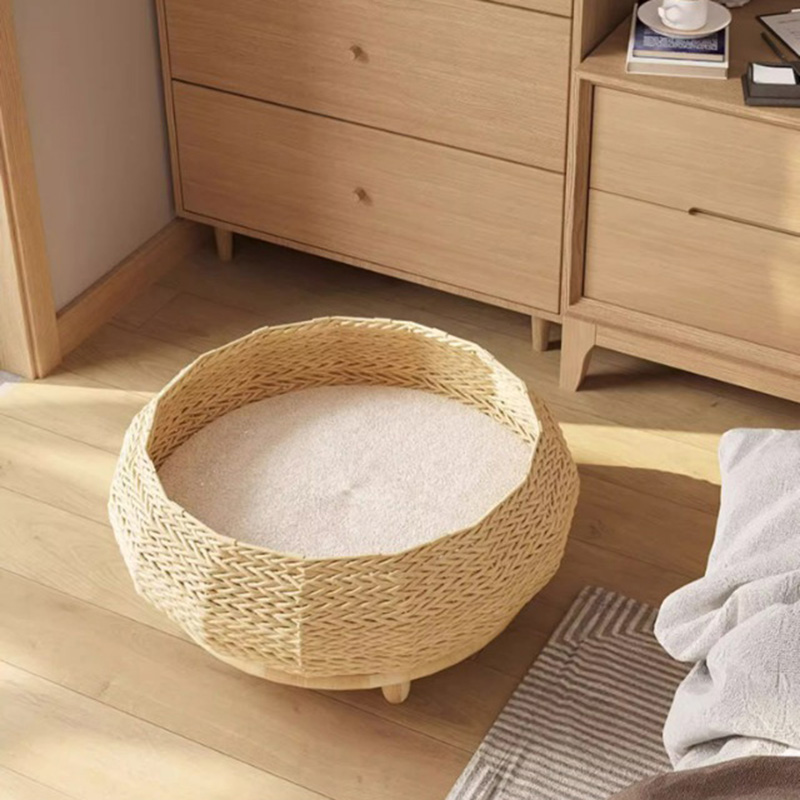 Ręcznie robione naturalne gniazdo papieru kraft tkane łóżko dla psów Ręcznie robione naturalne gniazdo papieru kraft tkane łóżko dla psów