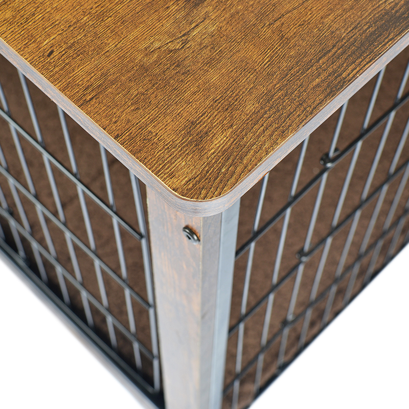 Klatka dla psa drewnianego w stylu drewnianych mebli z poduszką i kółkami Klatka dla psa drewnianego w stylu drewnianych mebli z poduszką i kółkami