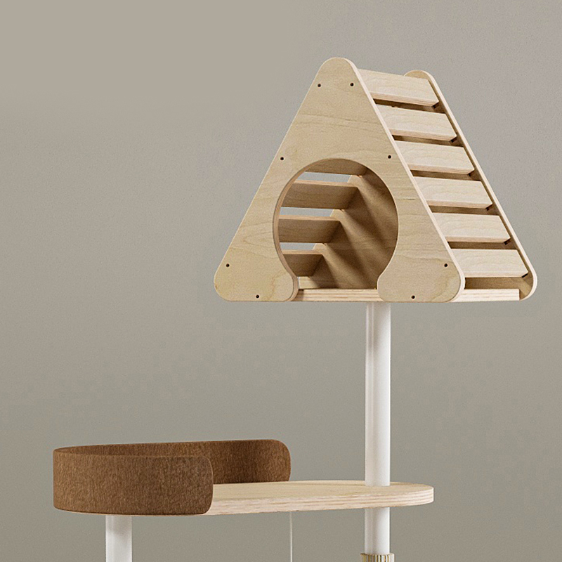 Minimalistyczne geometryczne urocze drewniane wieżę wewnętrzną mieszkanie gniazda kota Minimalistyczne geometryczne urocze drewniane wieżę wewnętrzną mieszkanie gniazda kota