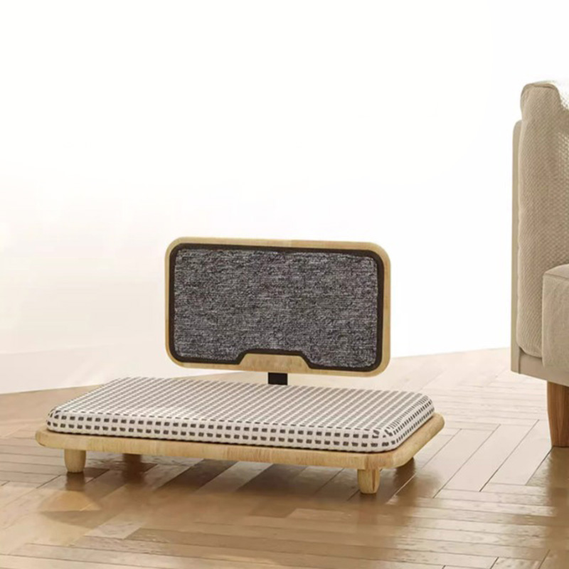 Przytulne gniazdo kota z litego drewna z deską zarysowania Przytulne gniazdo kota z litego drewna z deską zarysowania