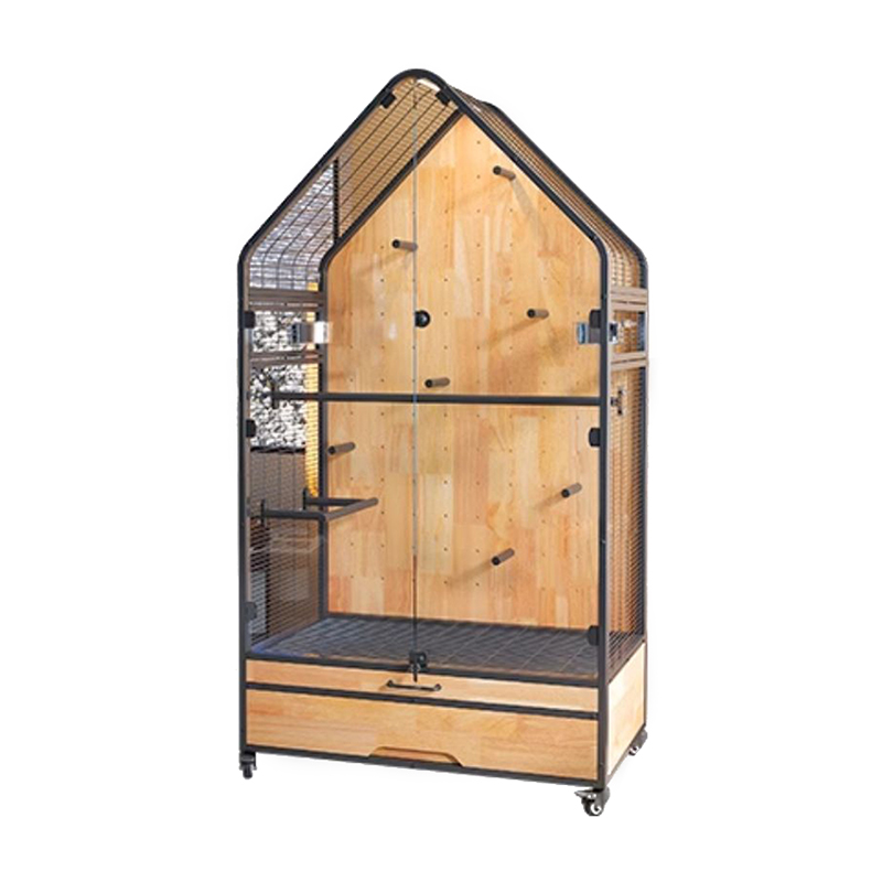 Klatka drewna i stali duże zdejmowane DIY Villa Parrot Ptaks Hodownia klatki hodowlane z kółkami stojakowymi