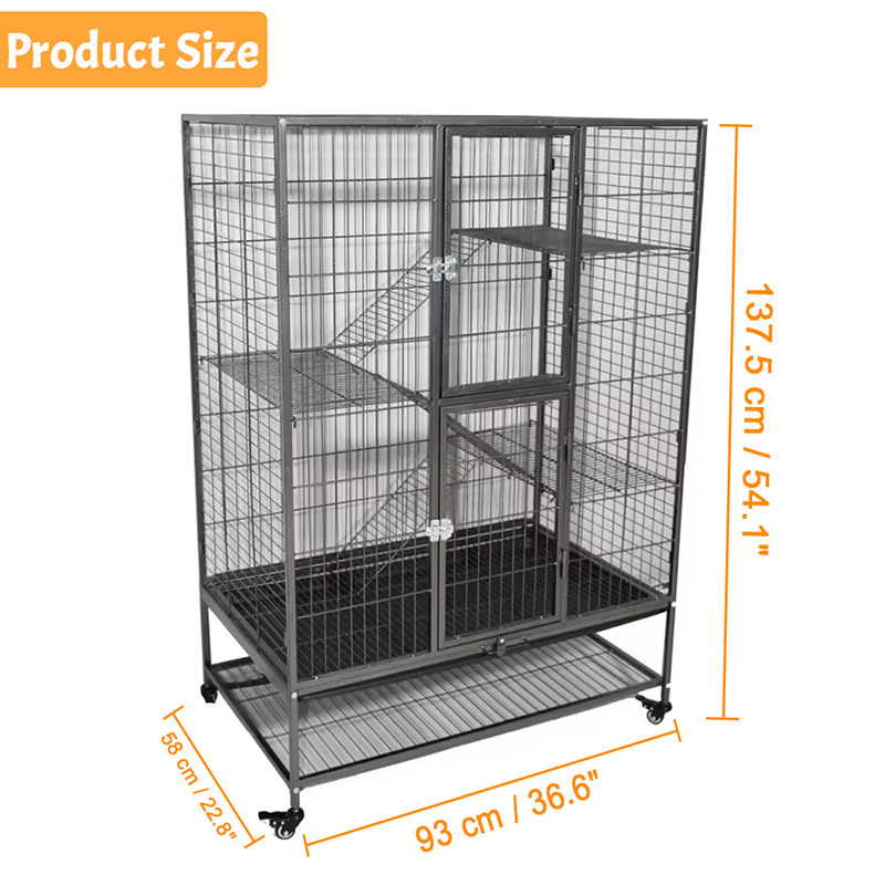 Duże wytrzymałe metalowe 2/3/4-poziomowe klatkę kota w kasie z kółkami Duże wytrzymałe metalowe 2/3/4-poziomowe klatkę kota w kasie z kółkami