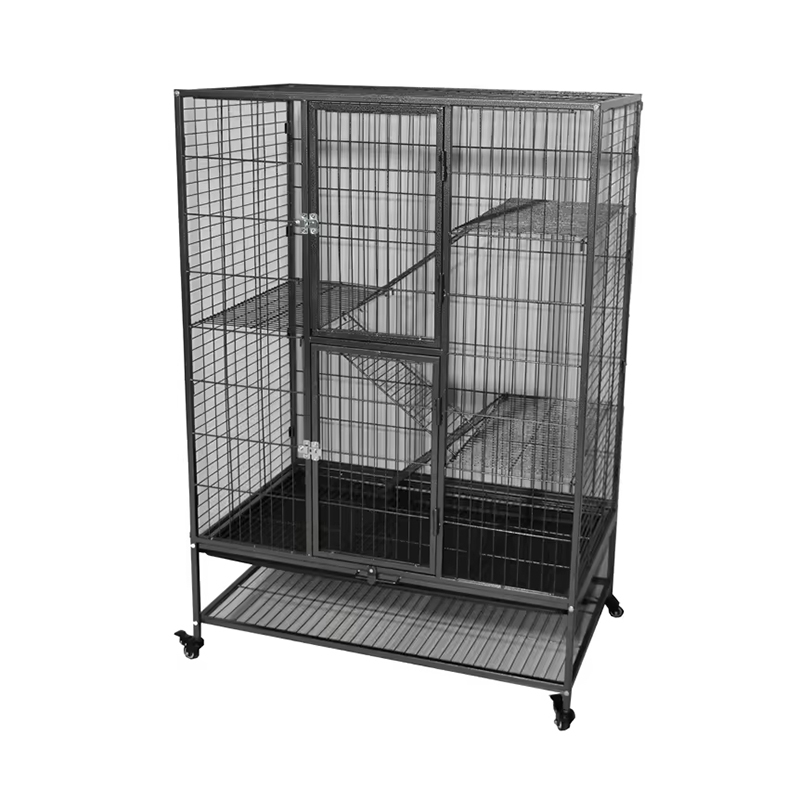 Duże wytrzymałe metalowe 2/3/4-poziomowe klatkę kota w kasie z kółkami Duże wytrzymałe metalowe 2/3/4-poziomowe klatkę kota w kasie z kółkami