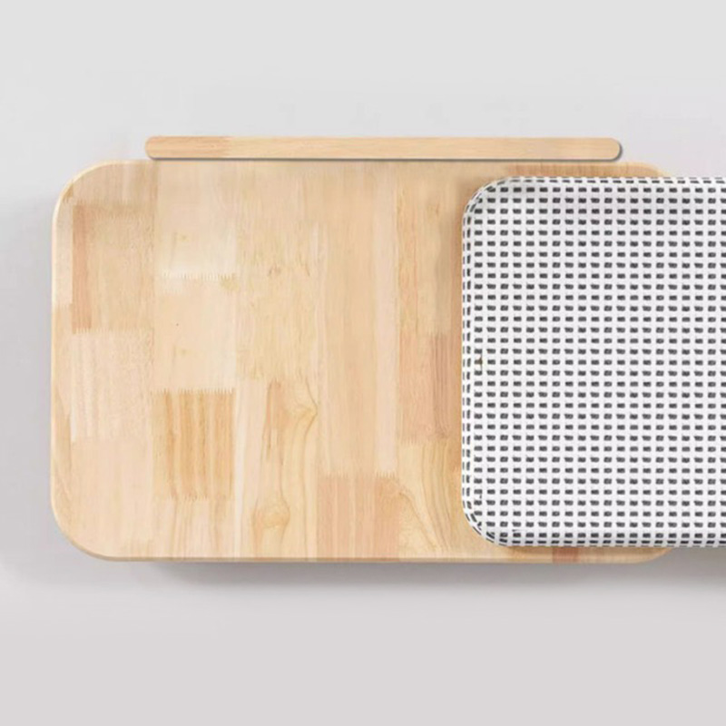 Przytulne gniazdo kota z litego drewna z deską zarysowania Przytulne gniazdo kota z litego drewna z deską zarysowania