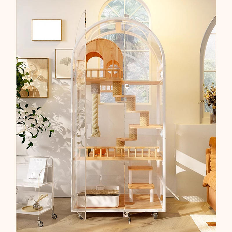 Drewniany drewniany hotel cat hotel panoramiczny willa solidna cage szafka obudowa Drewniany drewniany hotel cat hotel panoramiczny willa solidna cage szafka obudowa