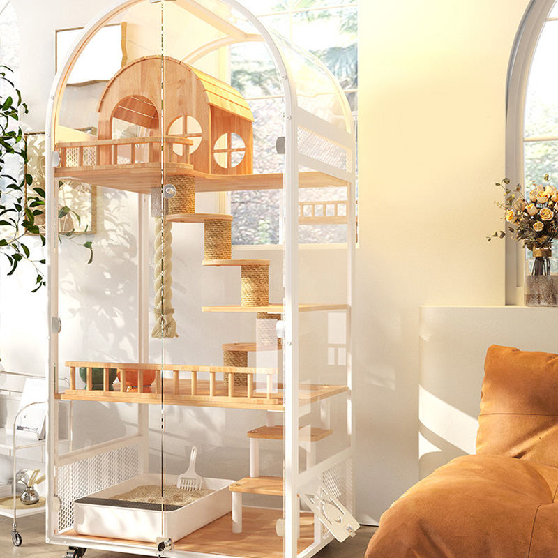 Drewniany drewniany hotel cat hotel panoramiczny willa solidna cage szafka obudowa Drewniany drewniany hotel cat hotel panoramiczny willa solidna cage szafka obudowa