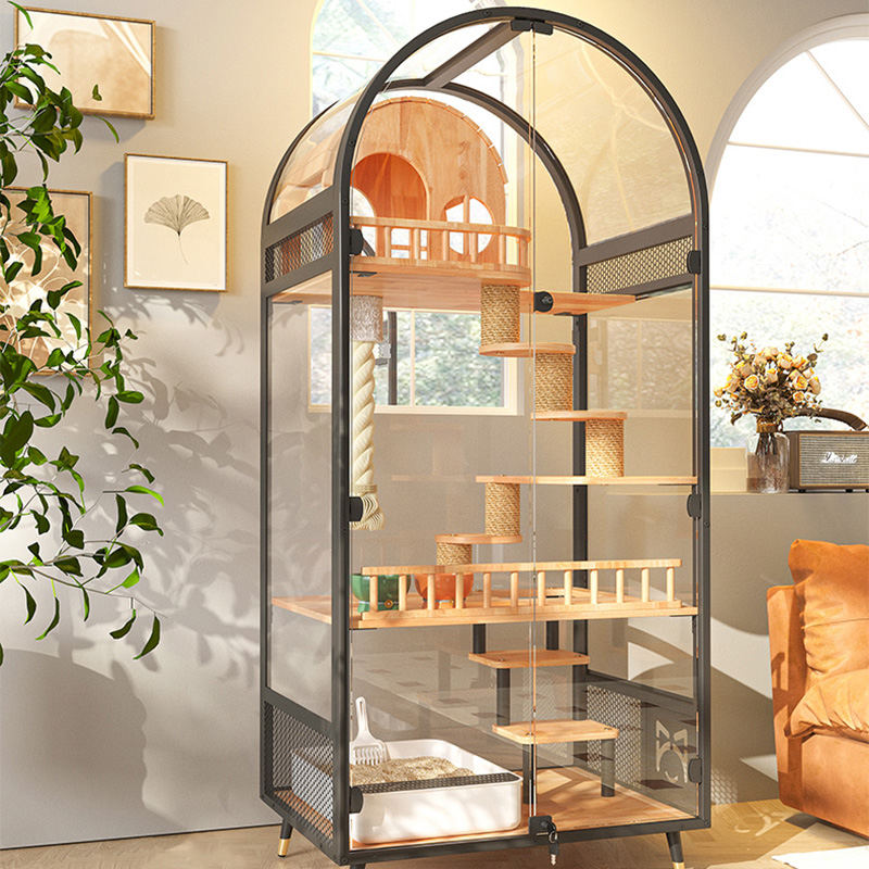 Drewniany drewniany hotel cat hotel panoramiczny willa solidna cage szafka obudowa Drewniany drewniany hotel cat hotel panoramiczny willa solidna cage szafka obudowa