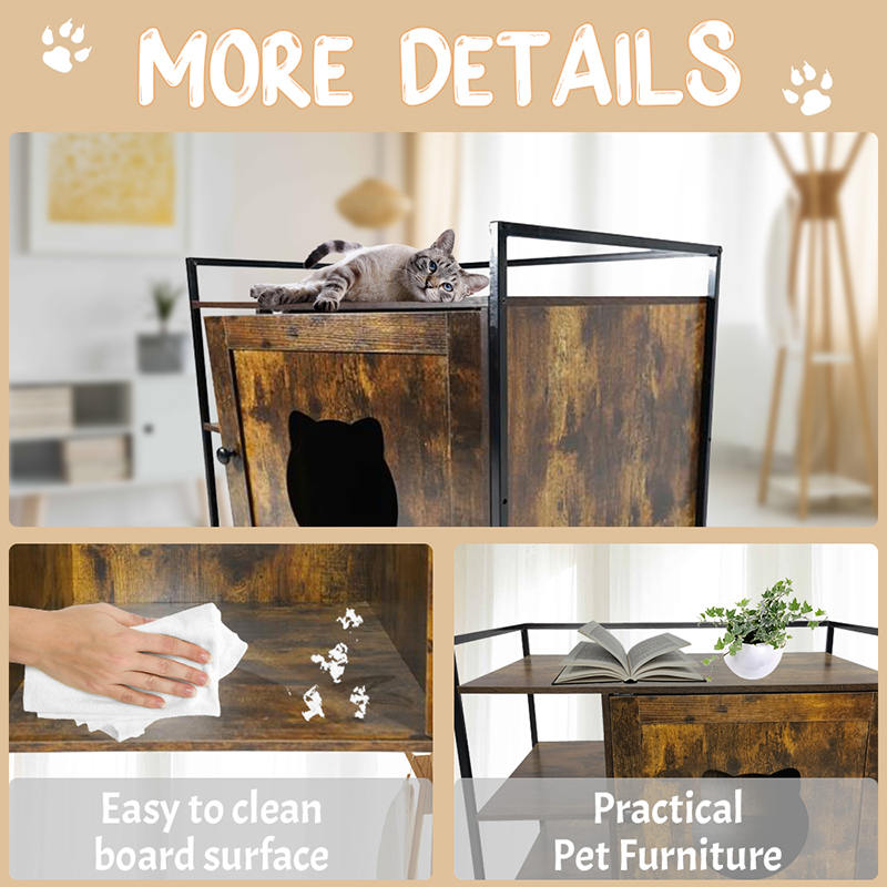 Koty w stylu mebli z szafką z miotem z półką do przechowywania Koty w stylu mebli z szafką z miotem z półką do przechowywania