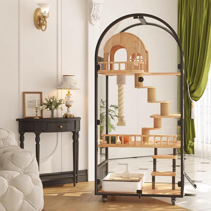 Drewniany drewniany hotel cat hotel panoramiczny willa solidna cage szafka obudowa Drewniany drewniany hotel cat hotel panoramiczny willa solidna cage szafka obudowa