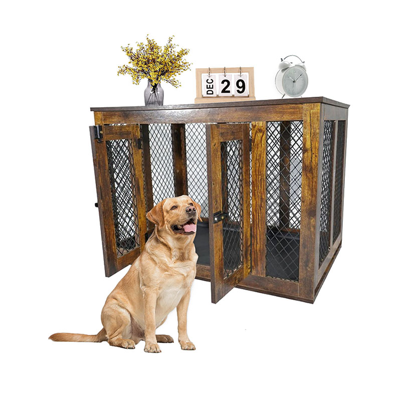 Drewniane metalowe metalowe klatki dla psa w stylu wewnętrznym Drewniane metalowe metalowe klatki dla psa w stylu wewnętrznym