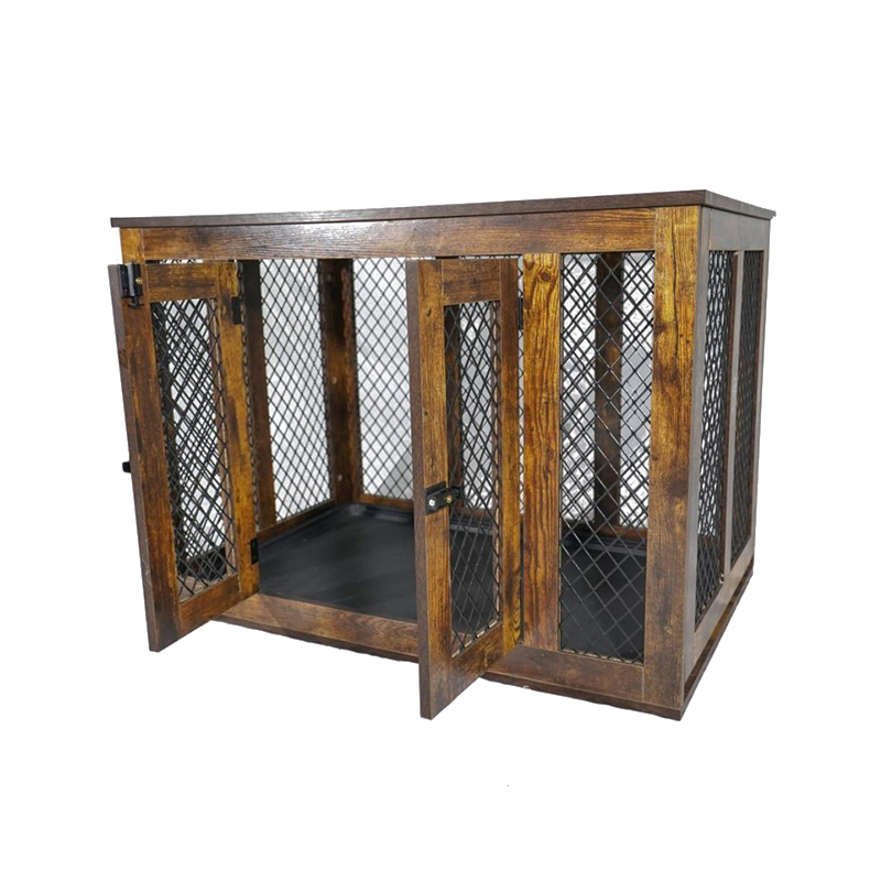 Drewniane metalowe metalowe klatki dla psa w stylu wewnętrznym Drewniane metalowe metalowe klatki dla psa w stylu wewnętrznym