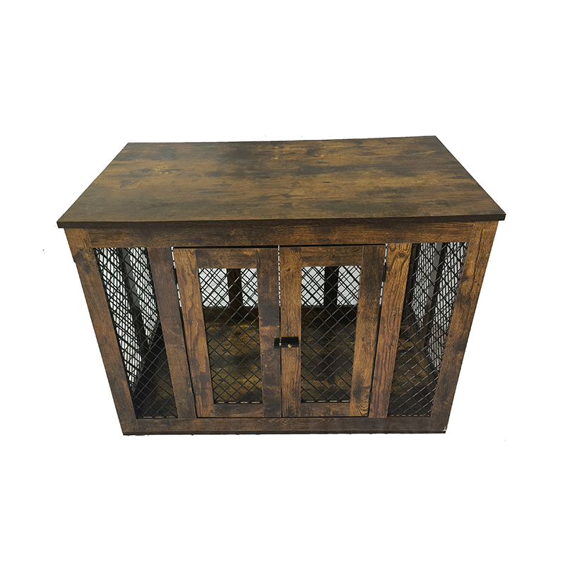 Drewniane metalowe metalowe klatki dla psa w stylu wewnętrznym Drewniane metalowe metalowe klatki dla psa w stylu wewnętrznym