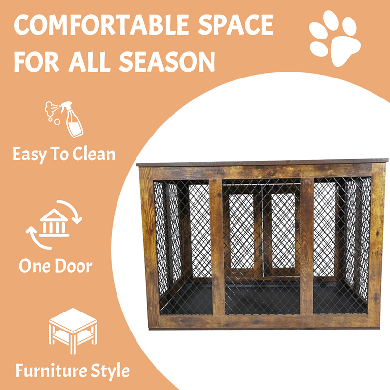 Drewniane metalowe metalowe klatki dla psa w stylu wewnętrznym Drewniane metalowe metalowe klatki dla psa w stylu wewnętrznym