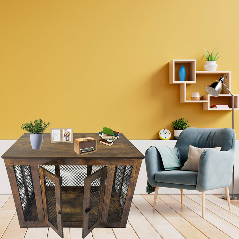 Drewniane metalowe metalowe klatki dla psa w stylu wewnętrznym Drewniane metalowe metalowe klatki dla psa w stylu wewnętrznym