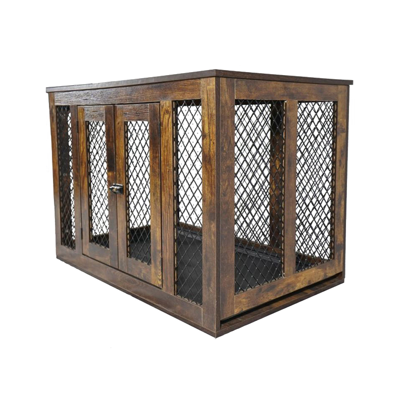 Drewniane metalowe metalowe klatki dla psa w stylu wewnętrznym Drewniane metalowe metalowe klatki dla psa w stylu wewnętrznym