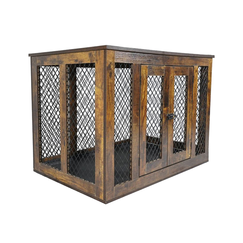 Drewniane metalowe metalowe klatki dla psa w stylu wewnętrznym Drewniane metalowe metalowe klatki dla psa w stylu wewnętrznym