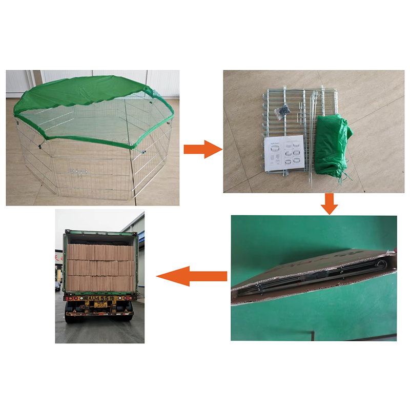 Składany druciany metalowy pies na zewnątrz z górną osłoną Składany druciany metalowy pies na zewnątrz z górną osłoną