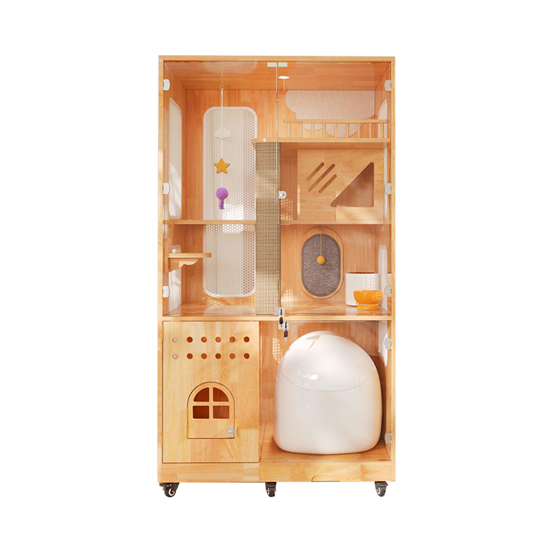 Panoramiczna wewnętrzna klatka willi stała drewniana obudowa kota