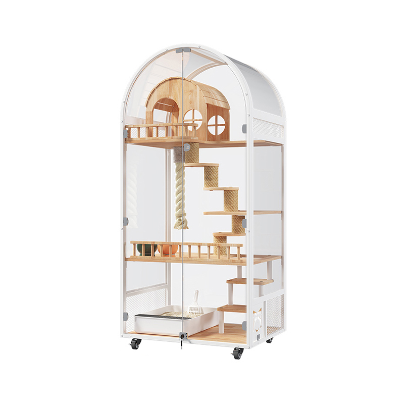 Drewniany drewniany hotel cat hotel panoramiczny willa solidna cage szafka obudowa