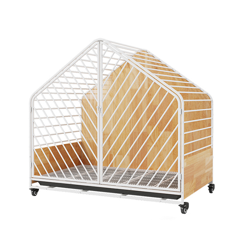 Duża drewniana stalowa klatka dla psów